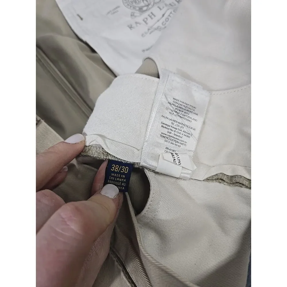 Polo‎ Ralph Lauren Chino Pants Men's Size 38x28 Beige Classic Fit 100% Cotton